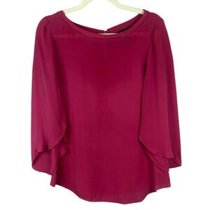 White House Black Market 100% Silk Pink Asymmetrical Relaxed Blouse Size 8